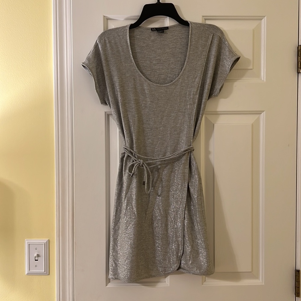 A/X Armani Exchange Silver wrap dress, size small